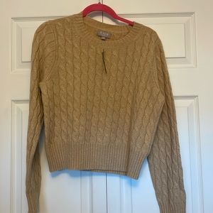 J crew cable knit cashmere sweater. Camel with gold shimmer. Medium NWT.